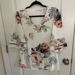 Colorful floral print blouse